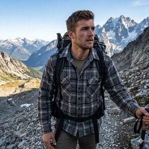 Vintage Fieldmaster Plaid Long Sleeve Shirt Mens Large Grey Wool Blend Cabincore